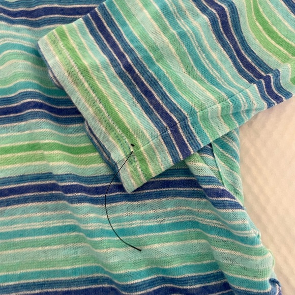 Talbots Striped Linen Blend Ruched Tunic - Picture 5 of 7